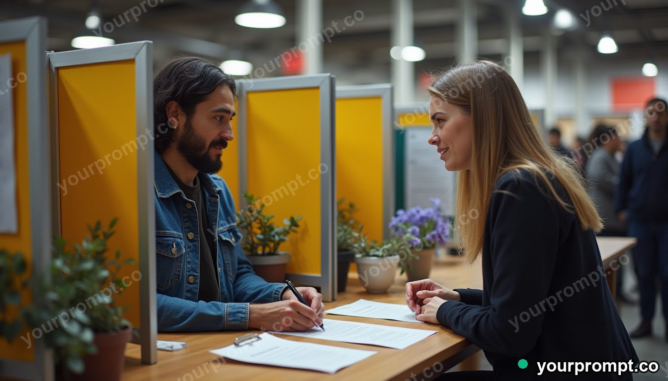 Public legal aid pop-up booth in cinematic style — AI-generated image from a text prompt
