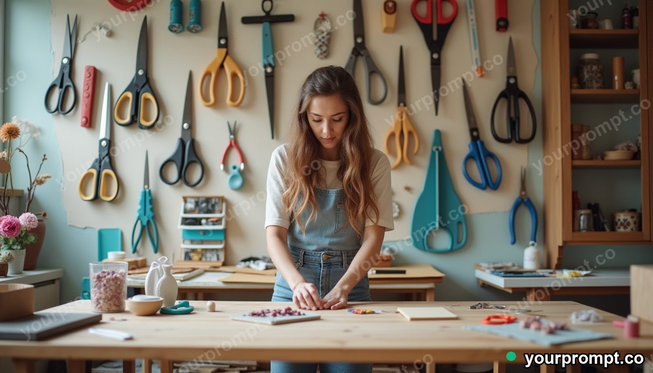 Accessible craft tools wall in cinematic style — AI-generated image from a text prompt