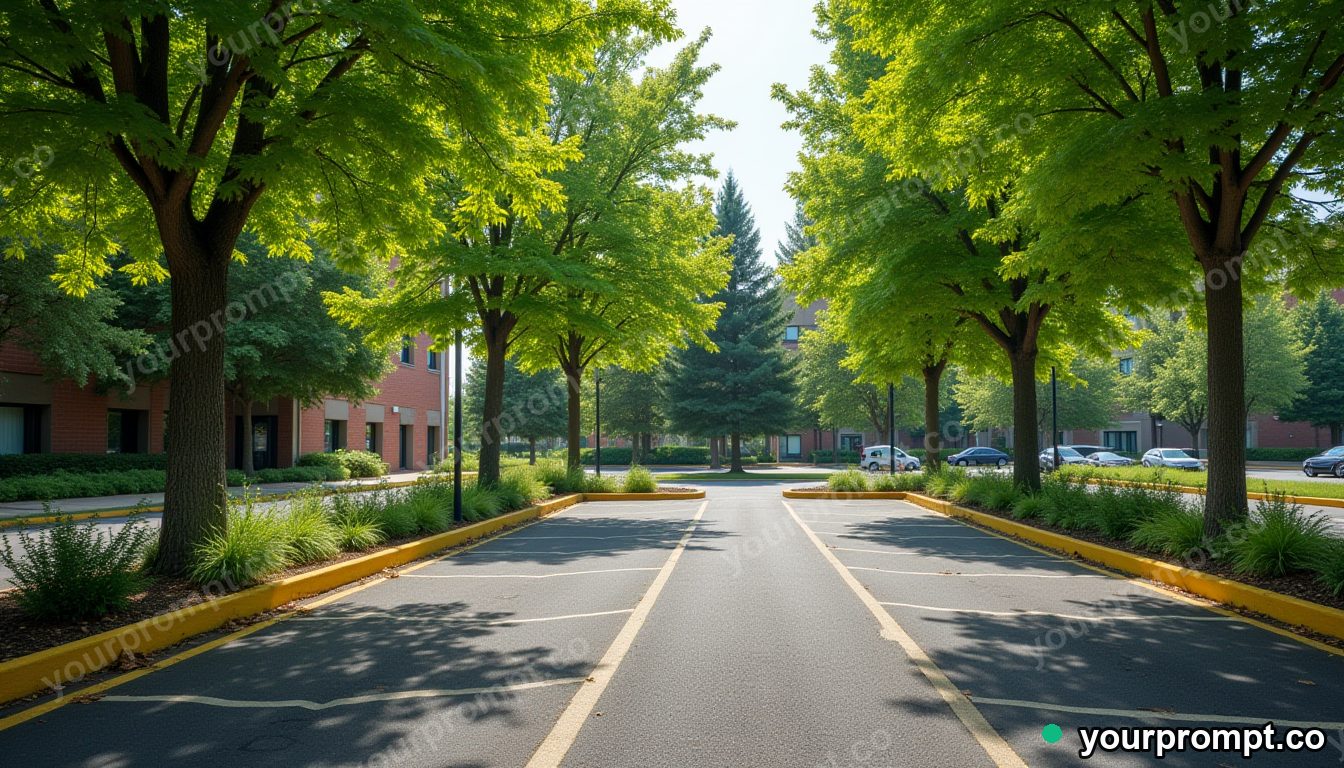 Rewilded parking lot playground in cinematic style — AI-generated image from a text prompt