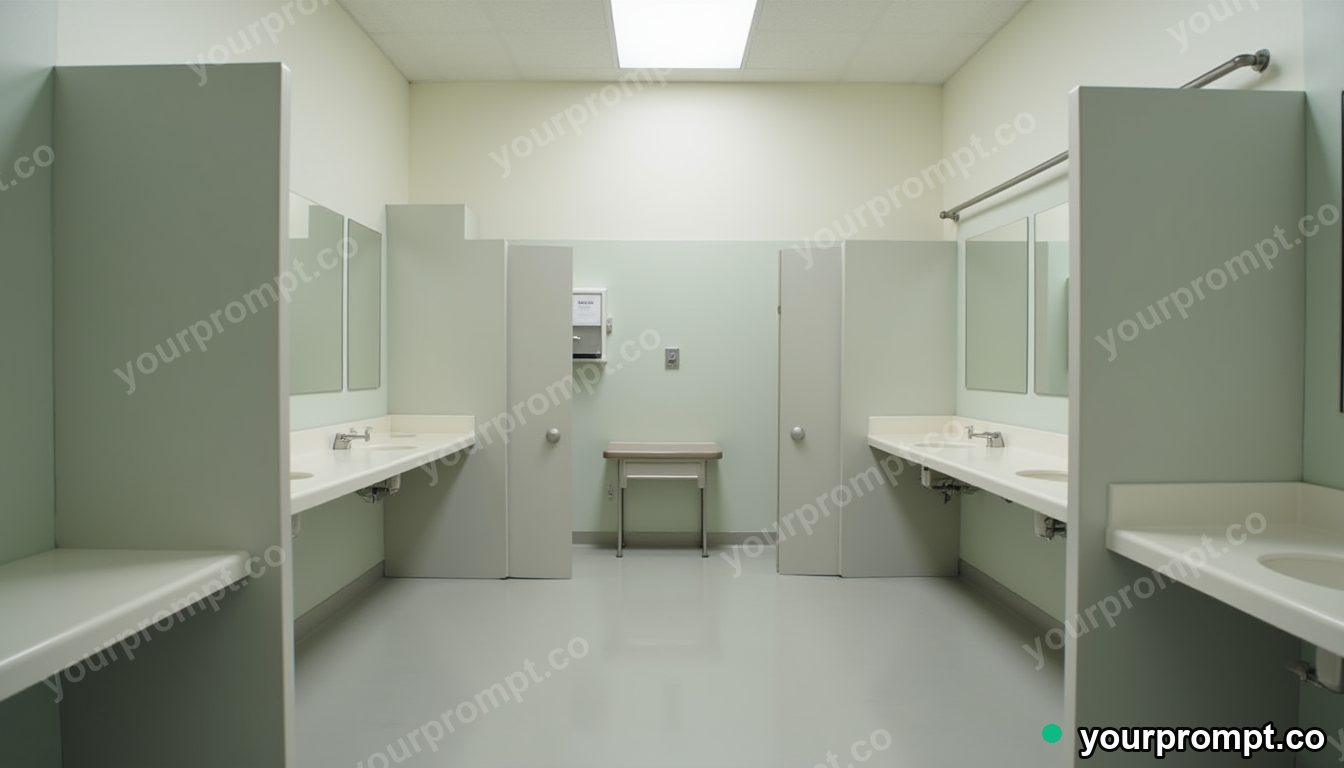 Public restroom for all bodies in cinematic style — AI-generated image from a text prompt