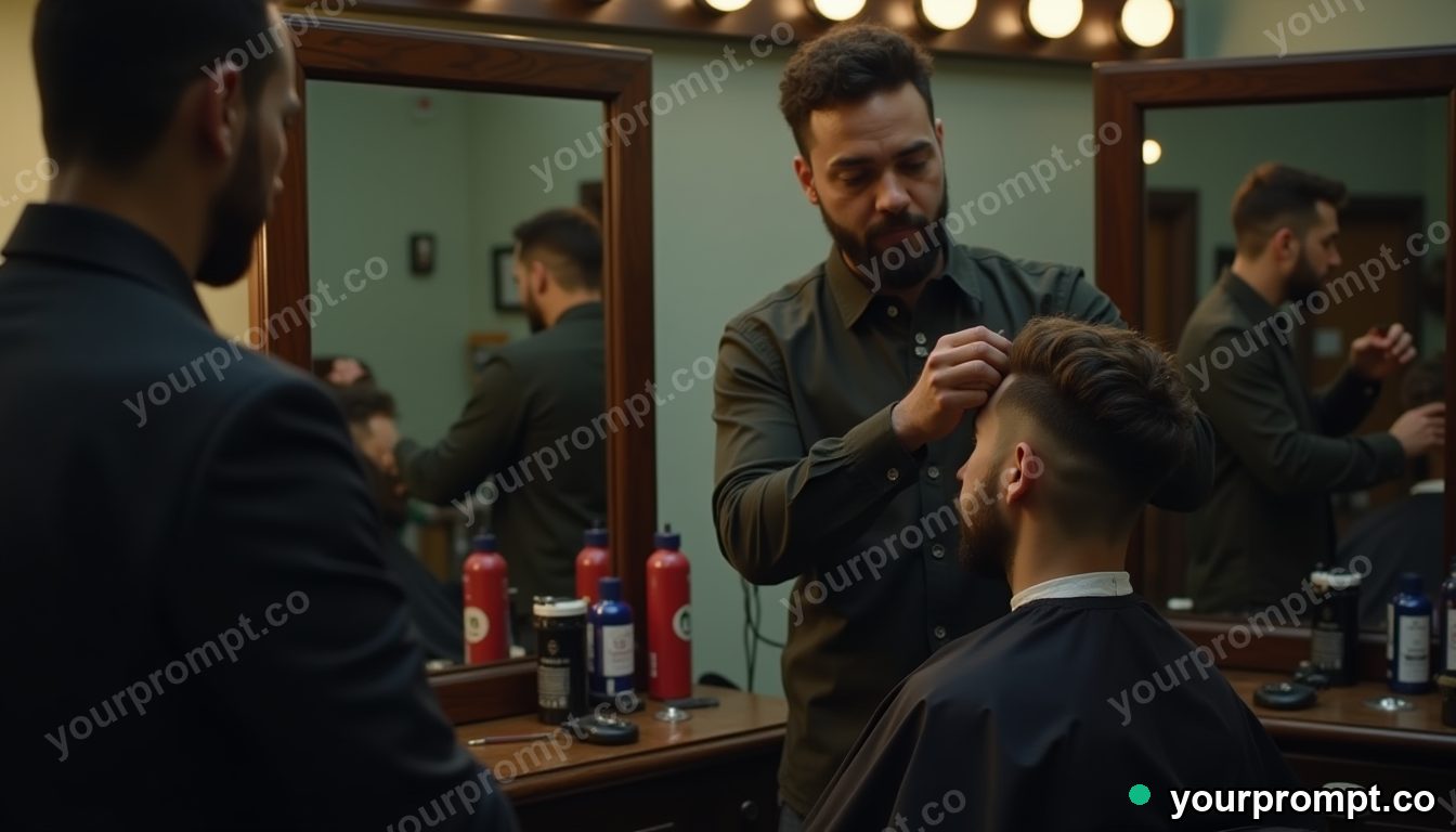 Mental health barber chair in cinematic style — AI-generated image from a text prompt