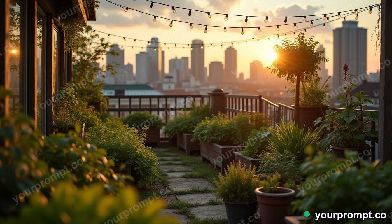 Anti-loneliness rooftop greenhouse in cinematic style — AI-generated image from a text prompt
