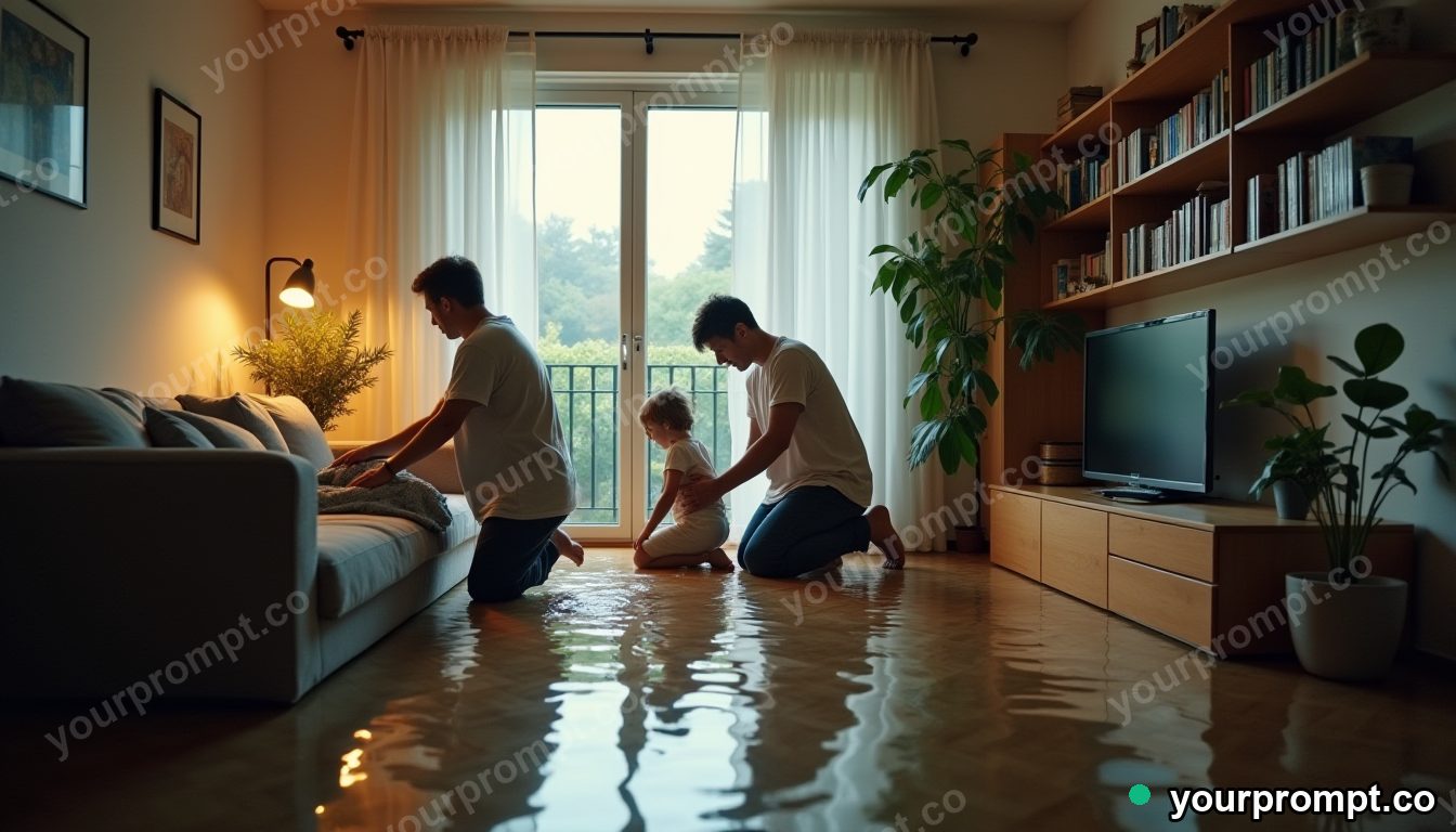 Flood-ready ground floor apartment in cinematic style — AI-generated image from a text prompt