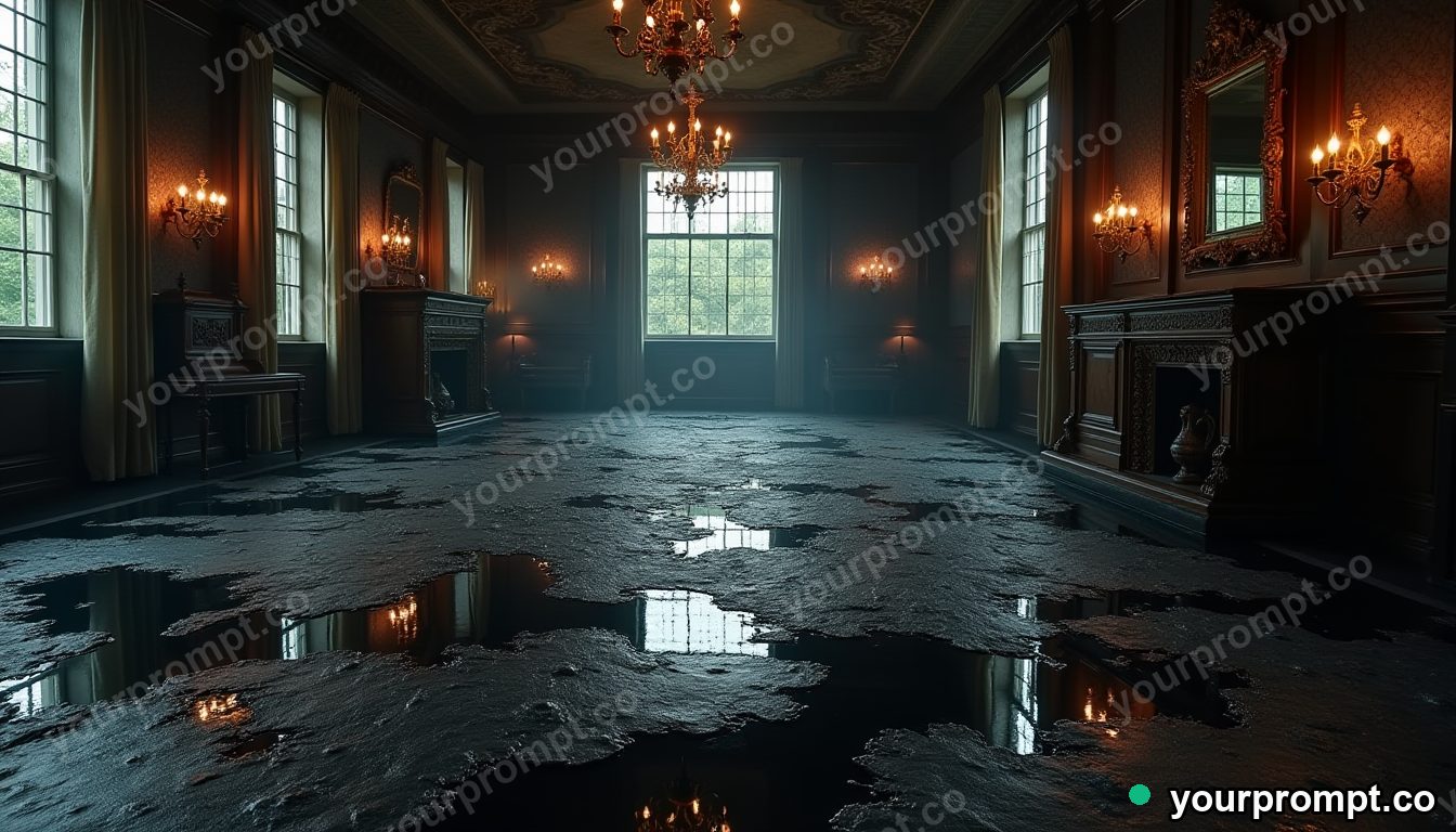 Ink ocean map room in cinematic style — AI-generated image from a text prompt