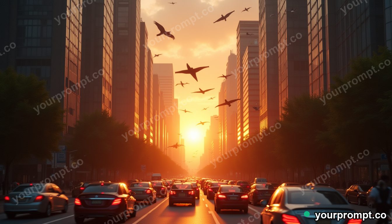 Floating carpets traffic jam in cinematic style — AI-generated image from a text prompt