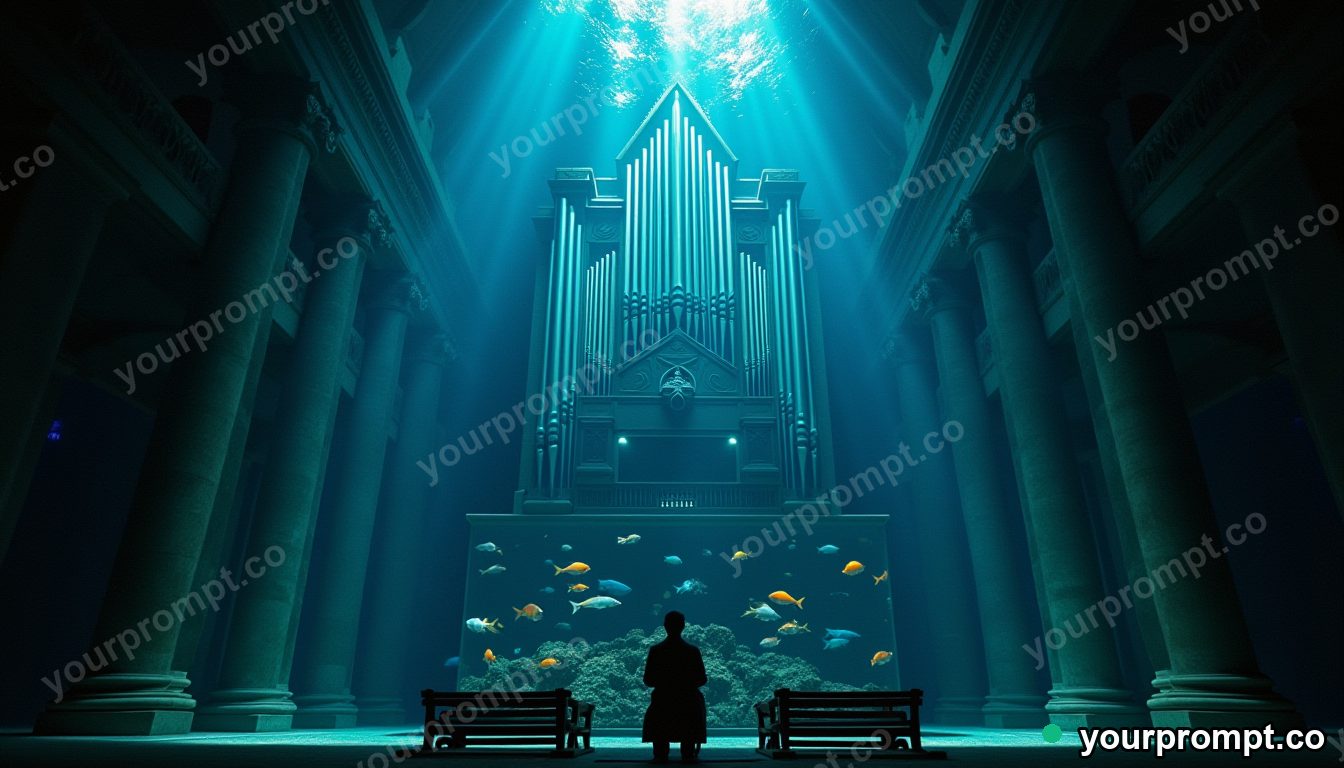 Aquarium cathedral organ in cinematic style — AI-generated image from a text prompt