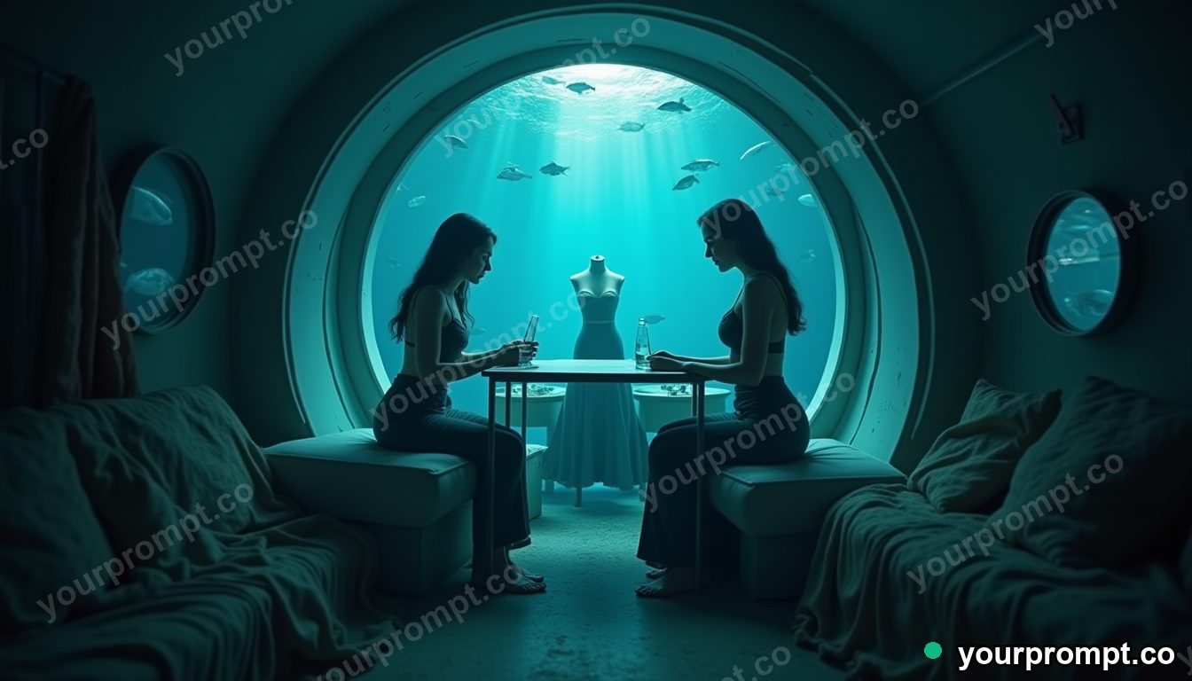 Submarine tailor for mermaids in cinematic style — AI-generated image from a text prompt