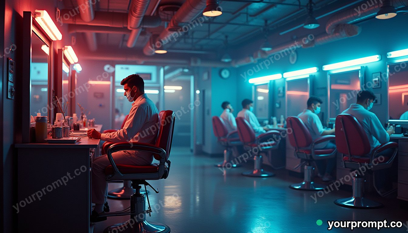 Astral barber for comets in cinematic style — AI-generated image from a text prompt
