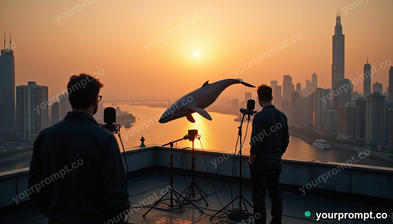 Rooftop whale song recording studio in cinematic style — AI-generated image from a text prompt