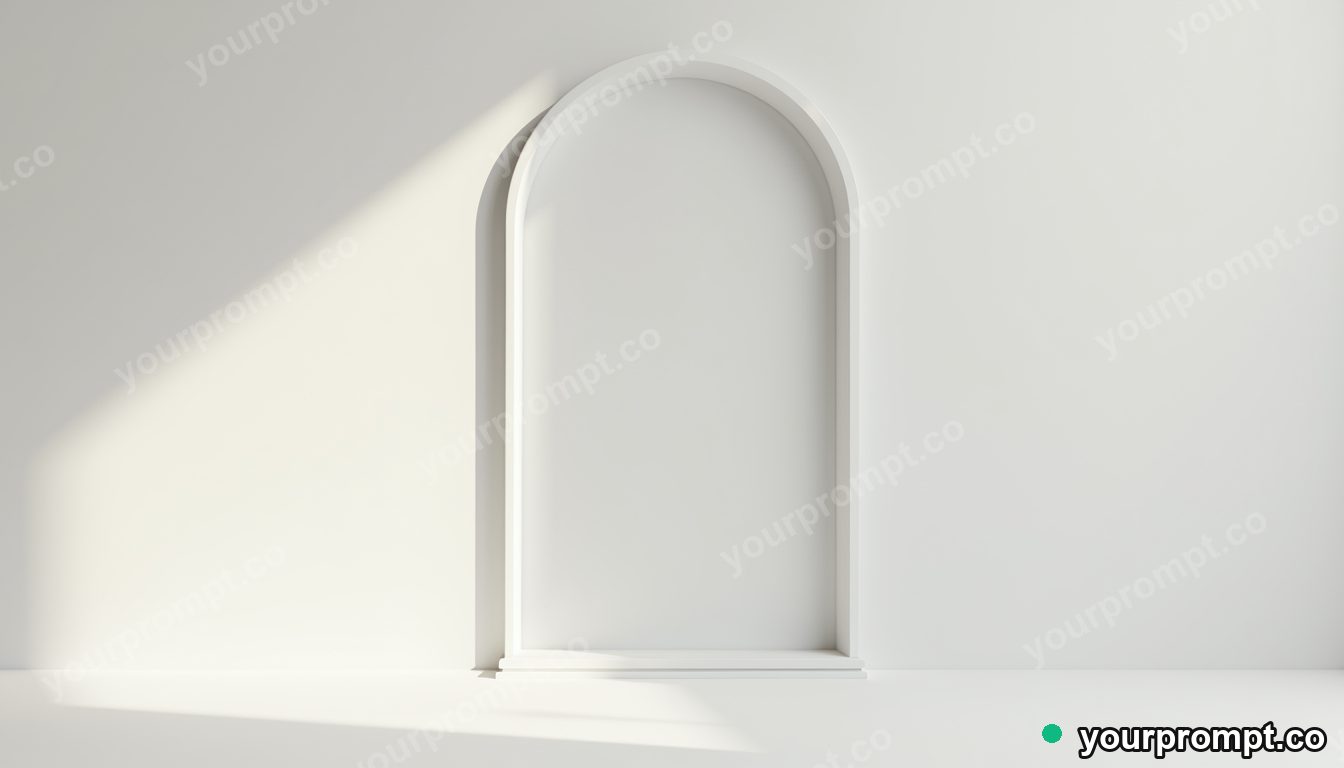 Empty frame tower casting a reflection with the wrong color in a white gallery room · premium material editorial — AI-generated image