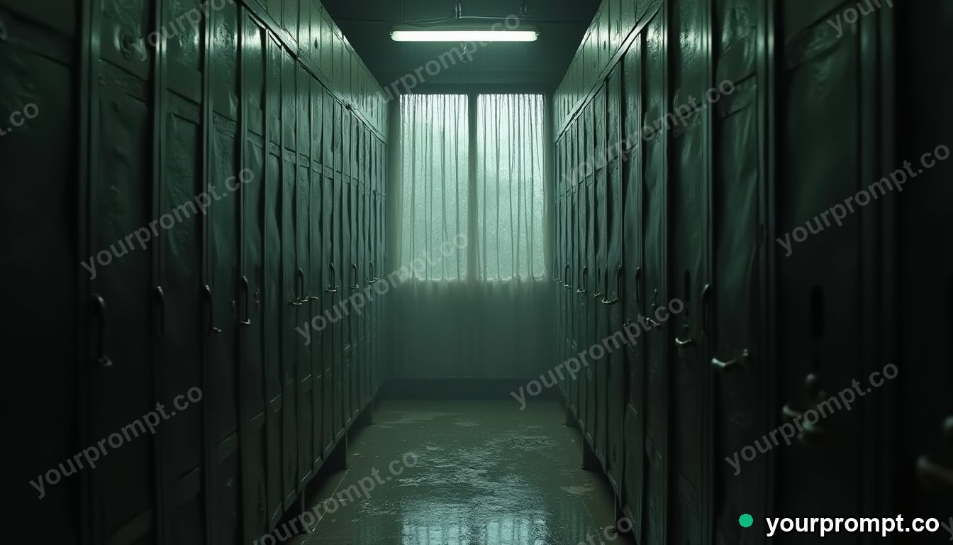 Steel lace curtain covered with rain only on one side inside a dust-covered archive — 5 AI style variations of one prompt