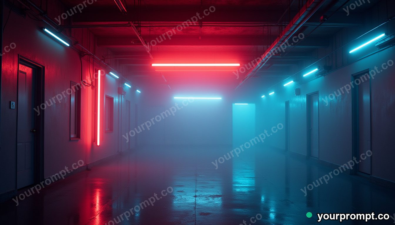 Neon tube crown connected to nothing by glowing cables inside a closed showroom · impossible physics surreal — AI-generated image