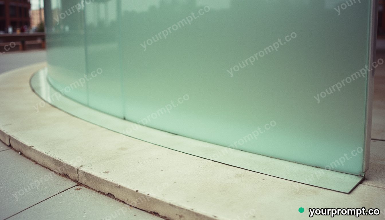 Frosted mirror slowly turning into polished stone on a dry concrete plaza · analog empty archive — AI-generated image