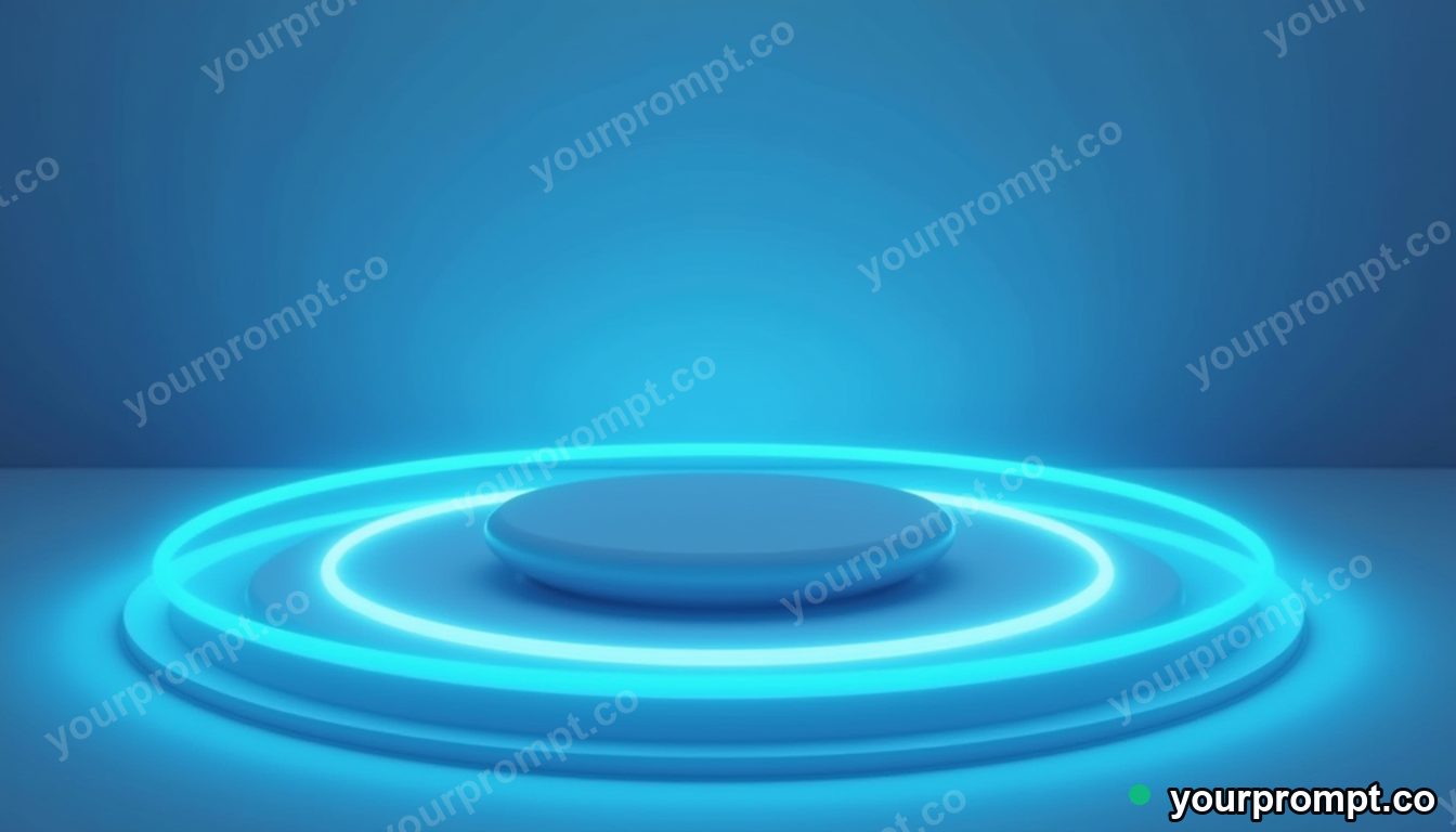 Magnetic sand tray surrounded by thin rings of blue light inside a blank office room · minimal graphic geometry — AI-generated image