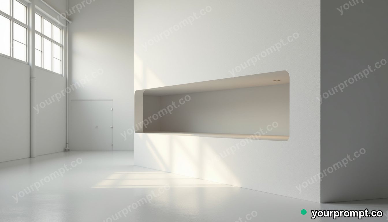 Paperclip bridge section pressed into a wall like a shallow relief inside a quiet warehouse · premium material editorial — AI-generated image