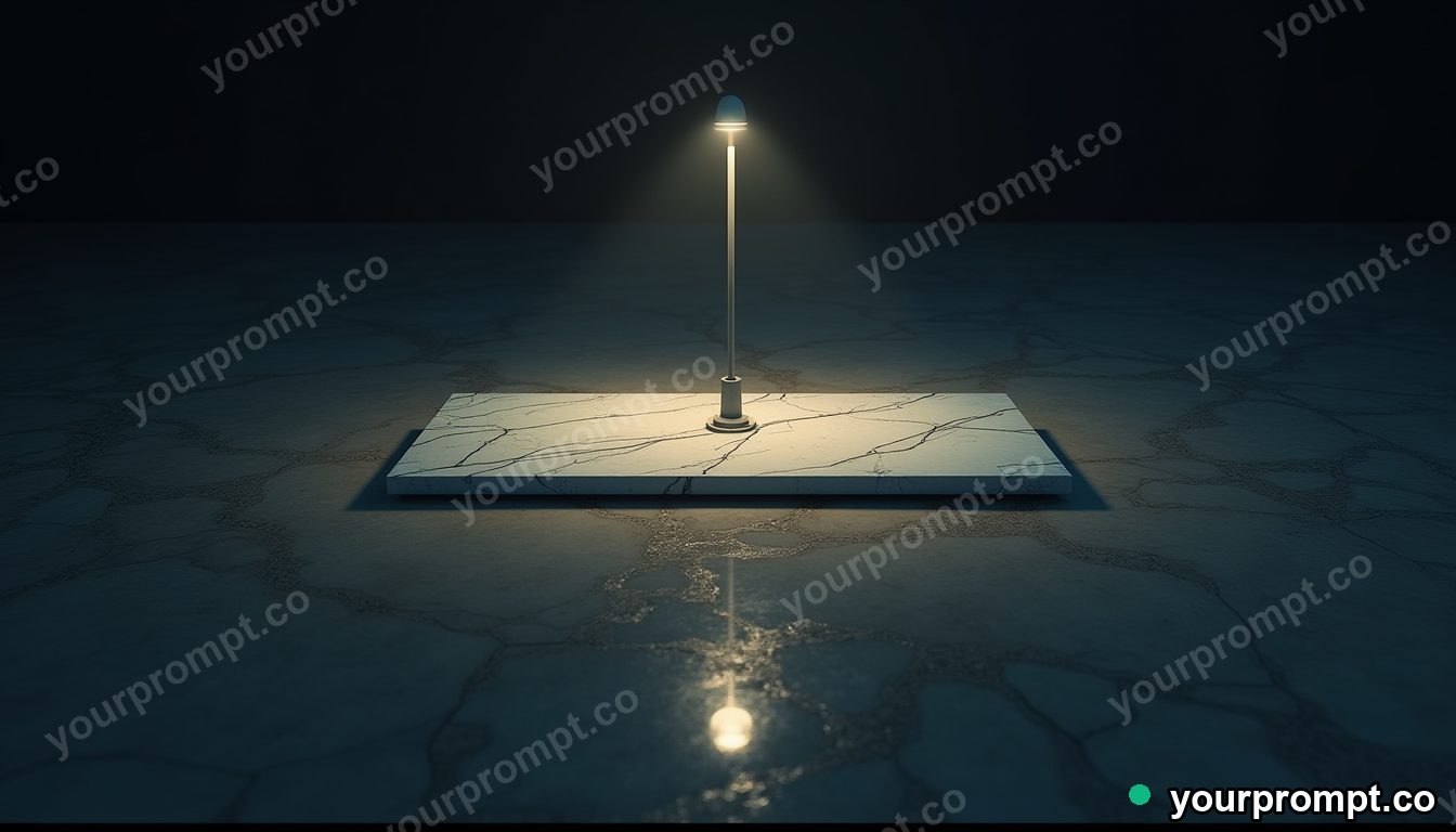 Marble circuit board casting a reflection with the wrong color under a single streetlight — 5 AI style variations of one prompt