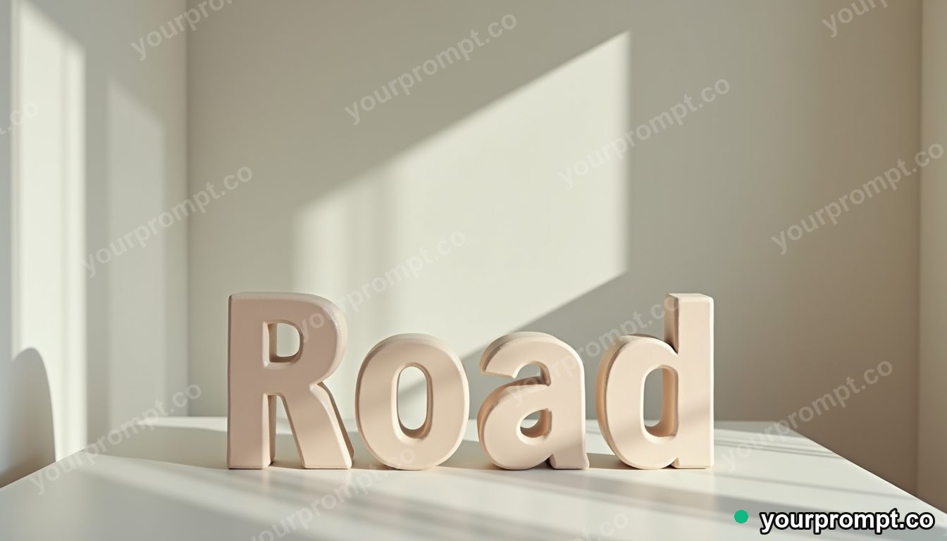 Ceramic road sign divided into exact modular pieces inside a minimalist apartment room — 5 AI style variations of one prompt