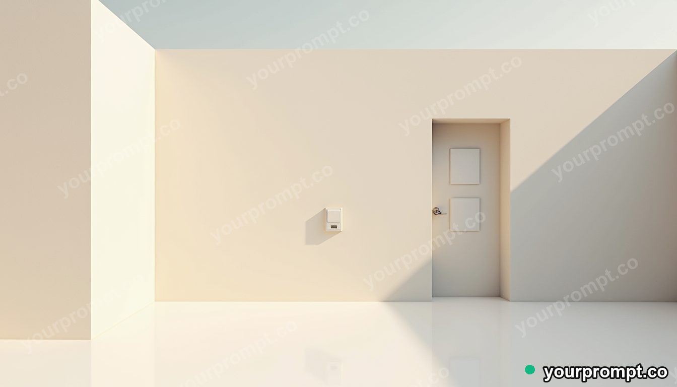 Opal wall socket slowly turning into polished stone in a sun-bleached courtyard · minimal graphic geometry — AI-generated image