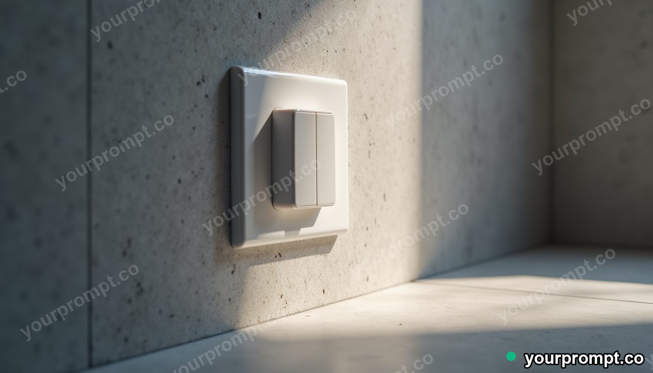 Opal wall socket slowly turning into polished stone inside a quiet warehouse · premium material editorial — AI-generated image
