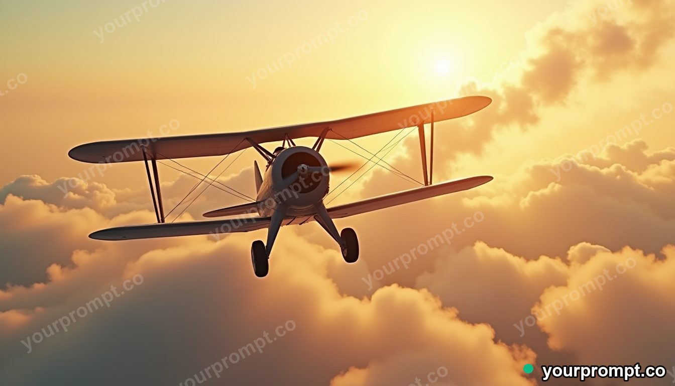 A vintage propeller biplane trailing smoke at an air show
