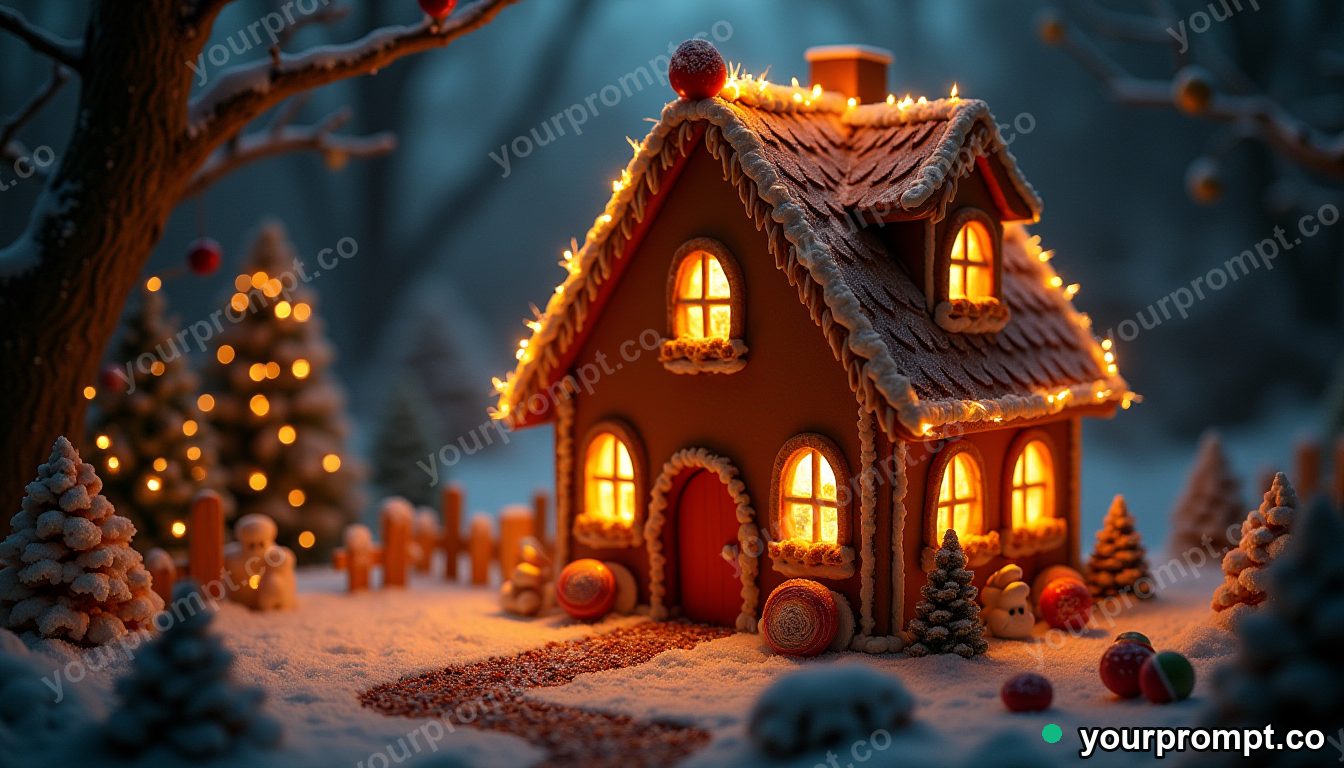 A decorated gingerbread house with candy