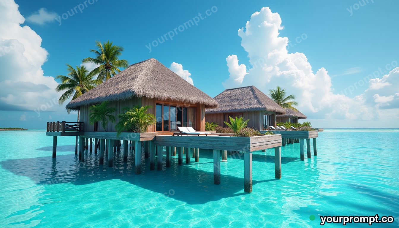 A tropical overwater bungalow in the Maldives