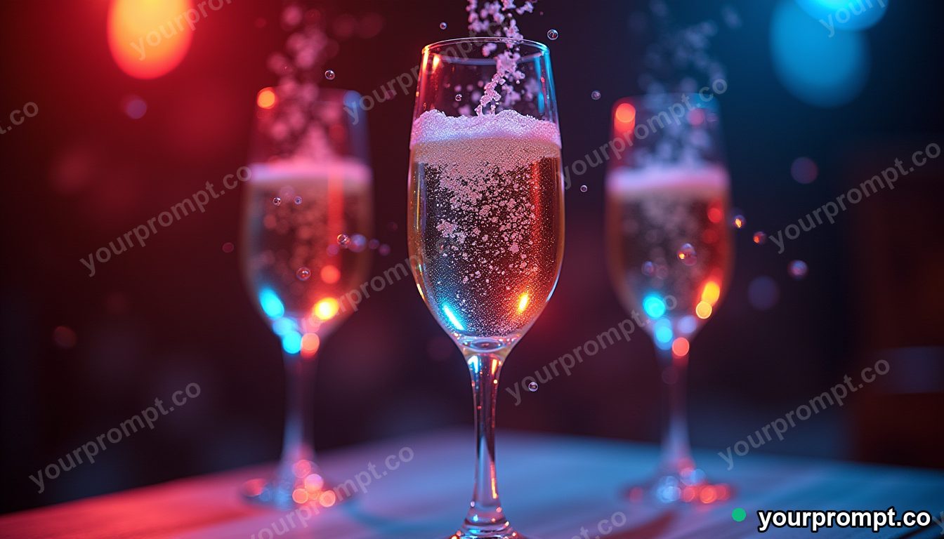 Champagne bubbles rising in a crystal flute