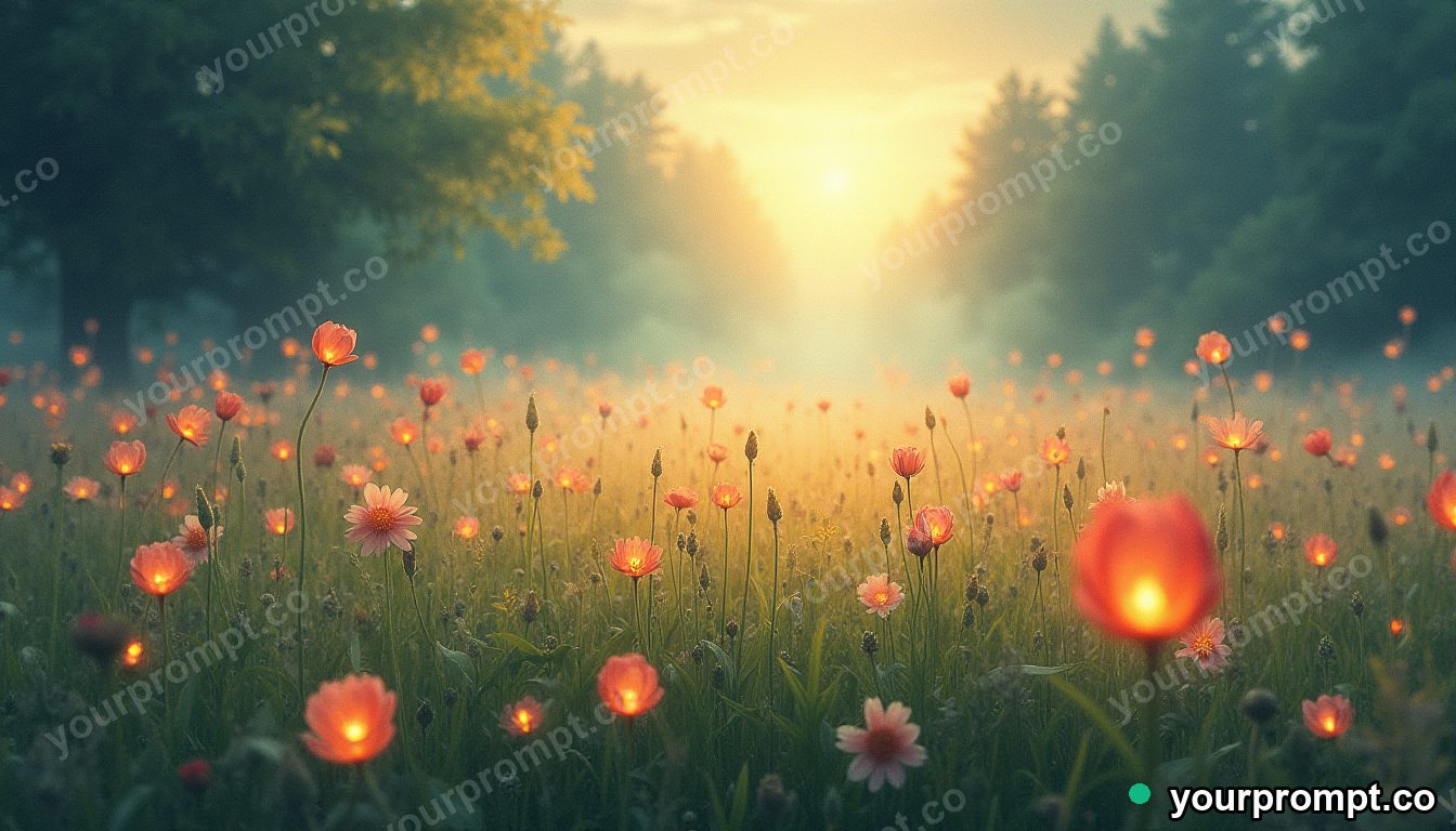 A meadow where the flowers are tiny floating lanterns