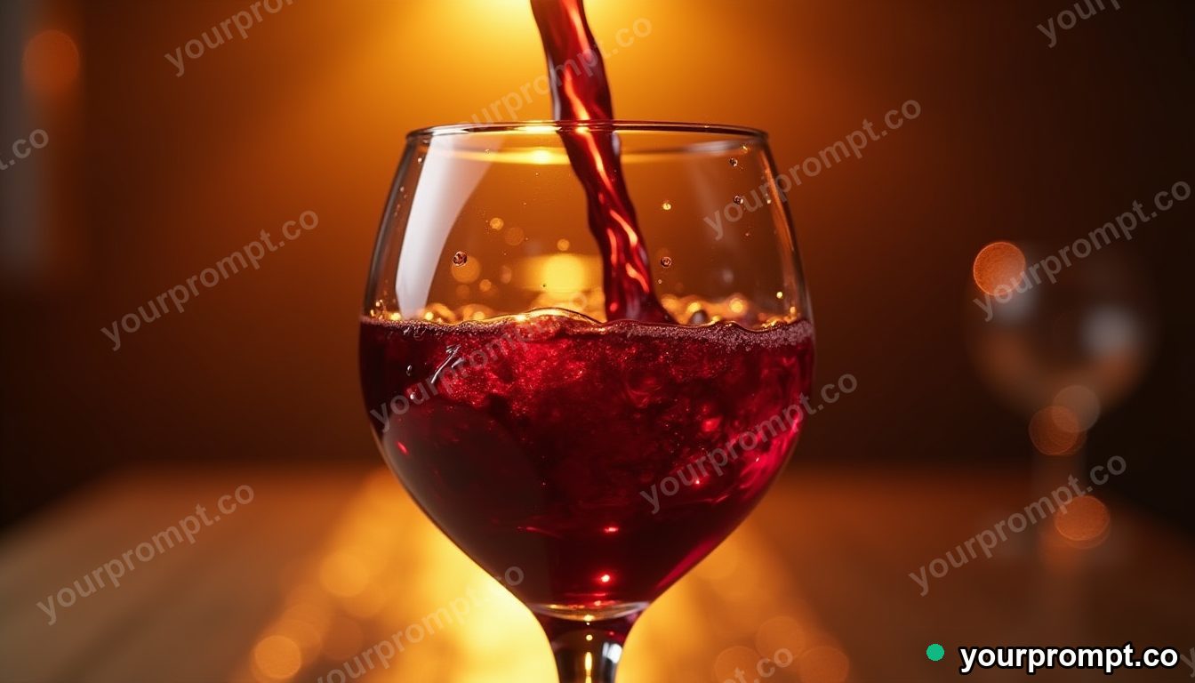 A glass of red wine swirled mid-pour