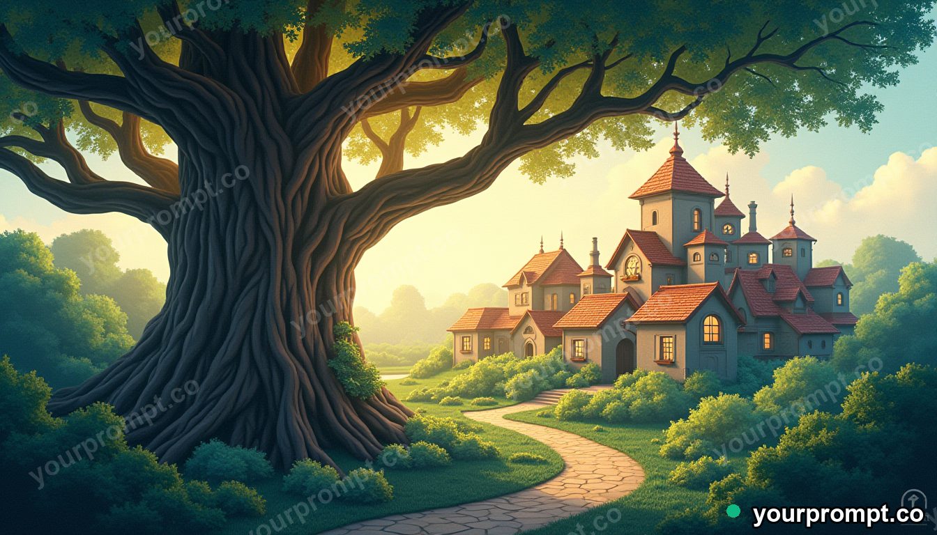 A quiet town built inside a giant tree's branches