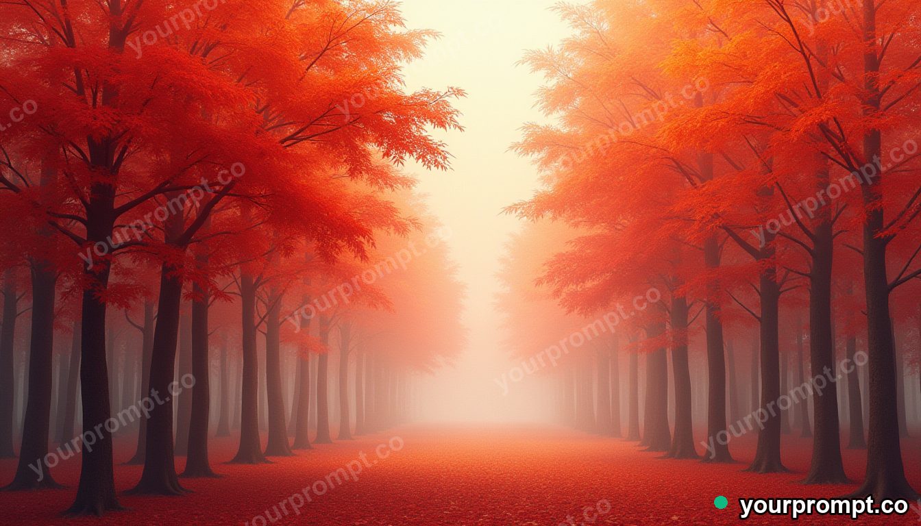 An autumn maple forest in full red and orange