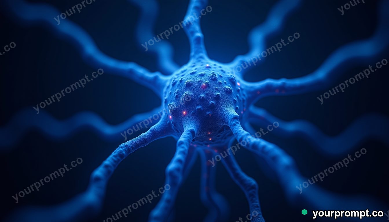 A stylized glowing neuron network in deep blue