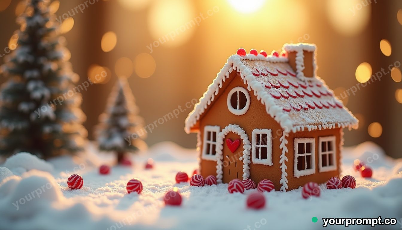 A decorated gingerbread house with candy