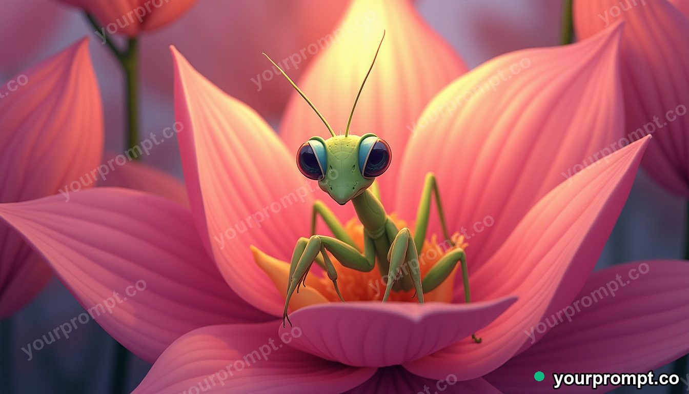 An orchid mantis camouflaged among petals