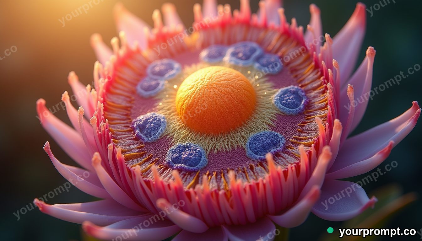 A colorful cross-section of a plant cell, illustrative