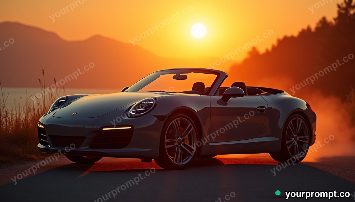 A luxury convertible grand tourer at golden hour