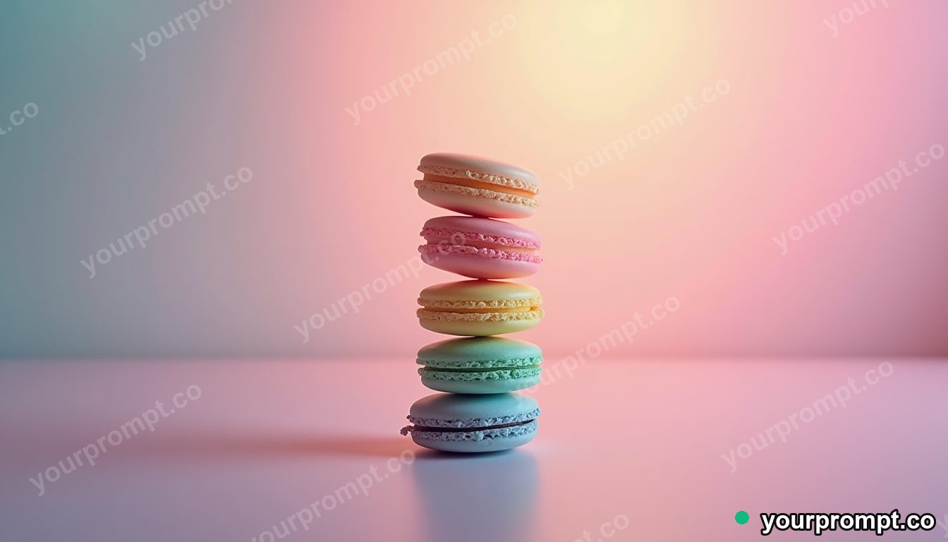 A tower of pastel rainbow macarons