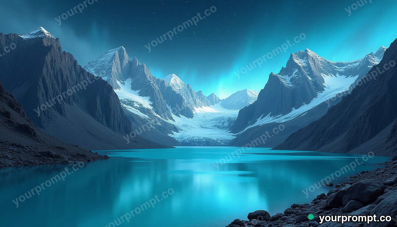 A turquoise glacier lake beneath jagged peaks