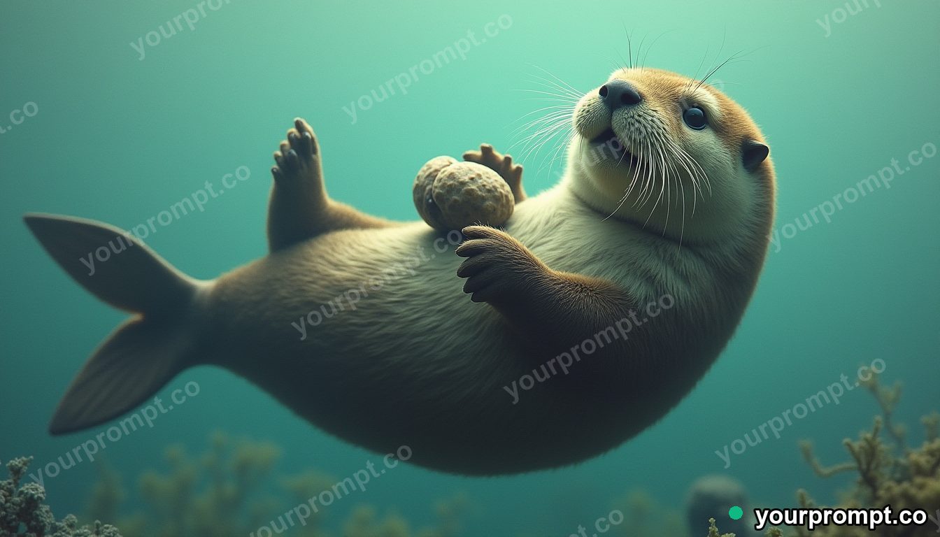 A sea otter floating on its back holding a shell