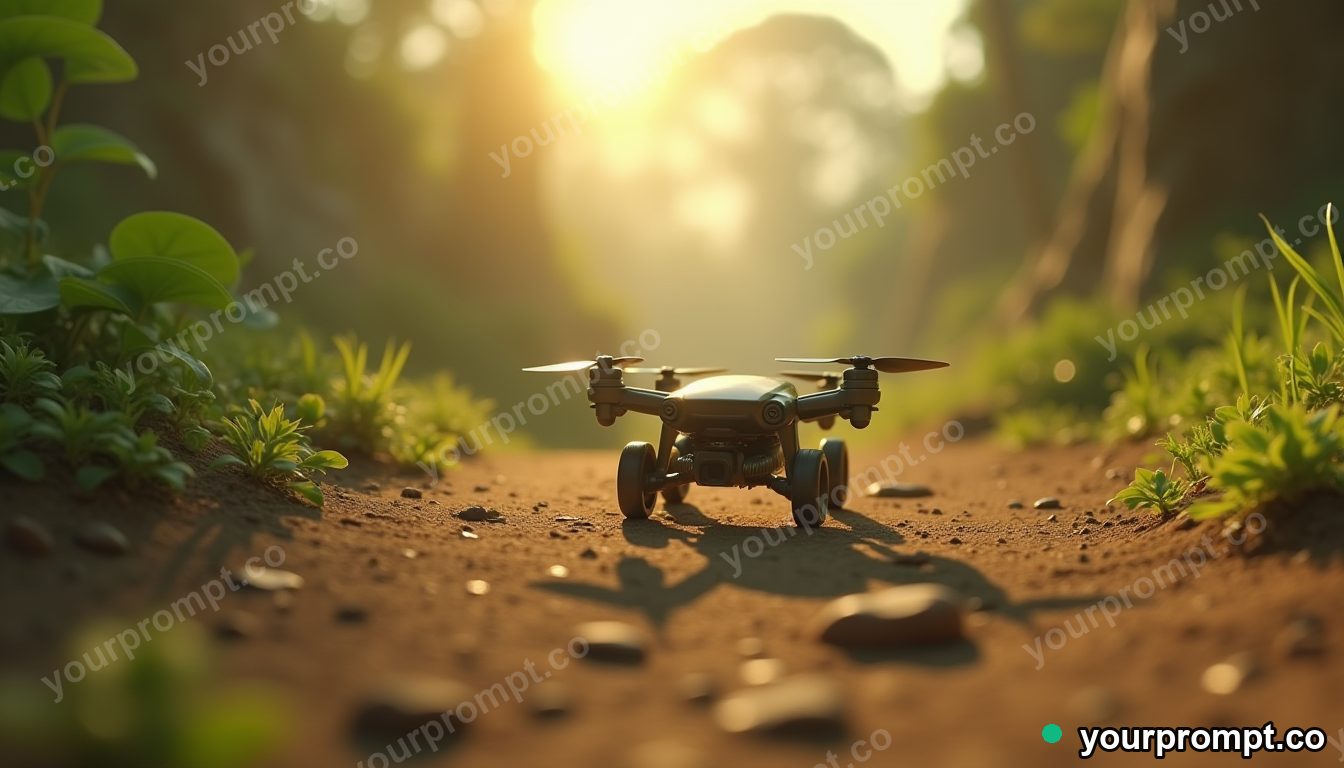 A tiny rolling drone exploring an alien jungle