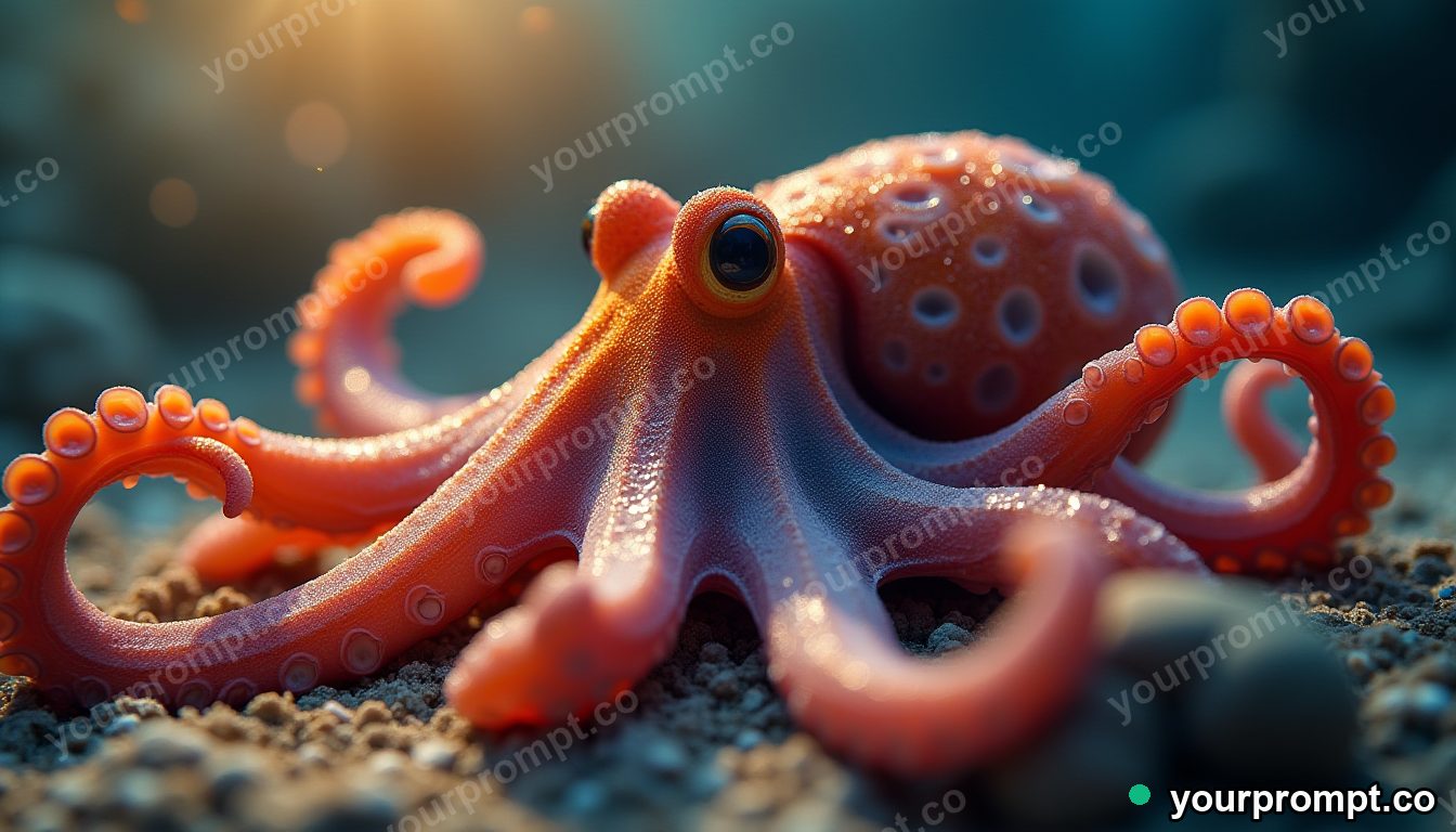 An octopus changing color on the sea floor
