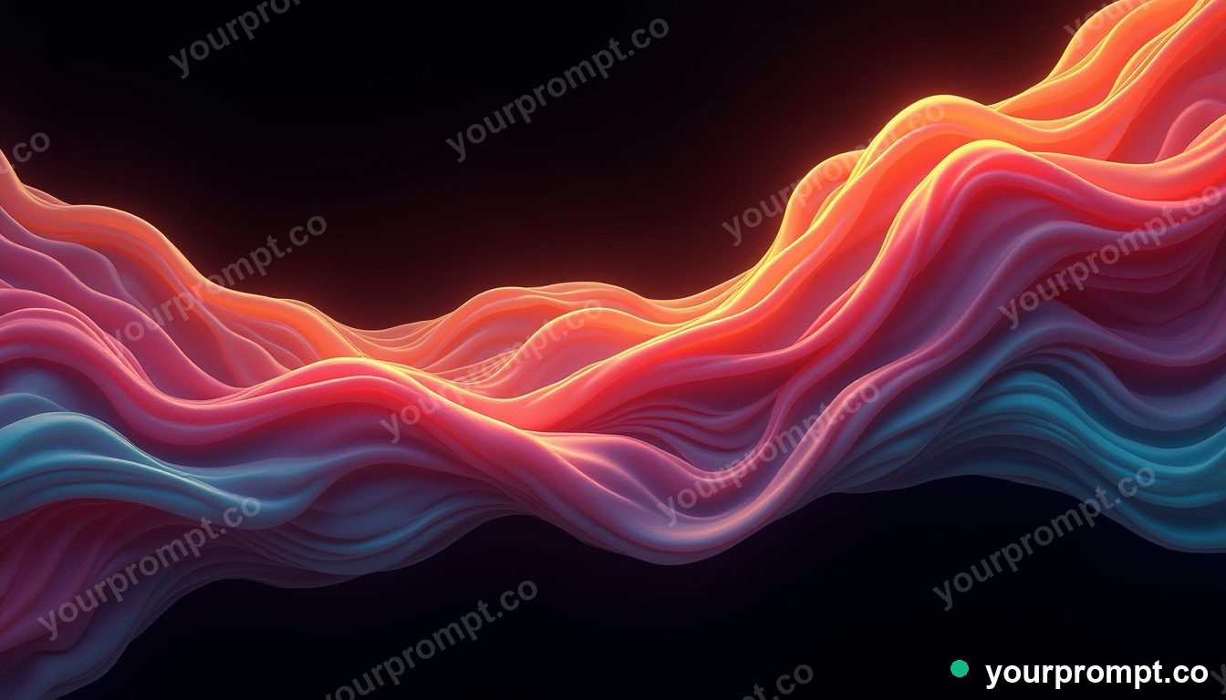 Flowing silk ribbons of color on black