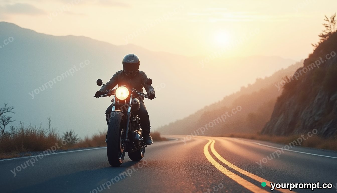 A cafe-racer motorcycle on a foggy mountain road