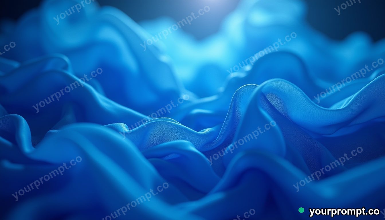 Rippling blue silk fabric catching the light