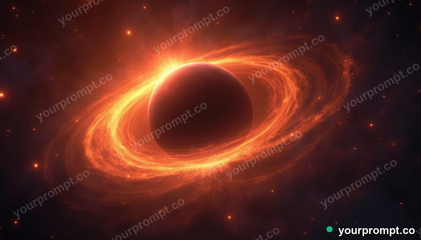 A black hole bending light around its glowing disk