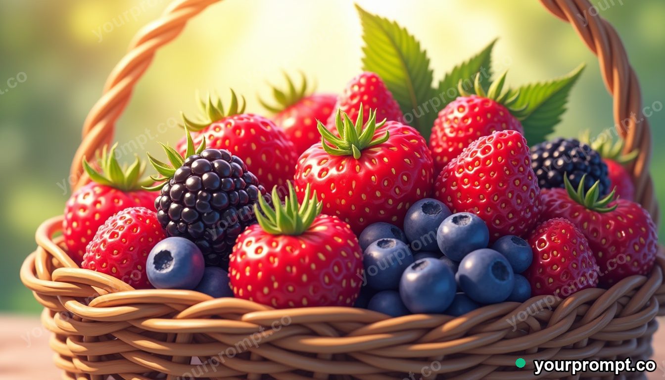 A basket of glossy mixed berries