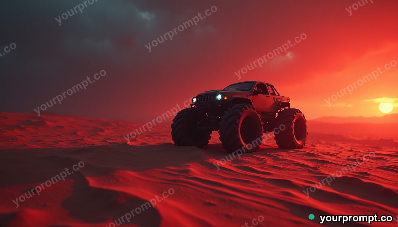 A sand crawler crossing a vast dune sea