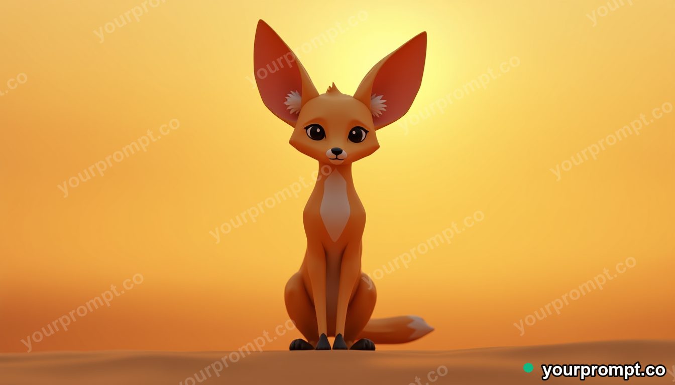 A fennec fox with huge ears in golden desert light
