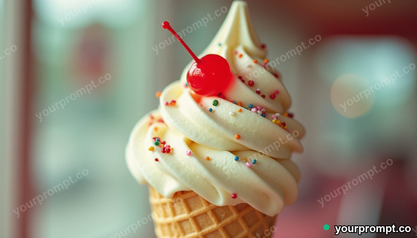 A swirl of soft-serve ice cream with sprinkles