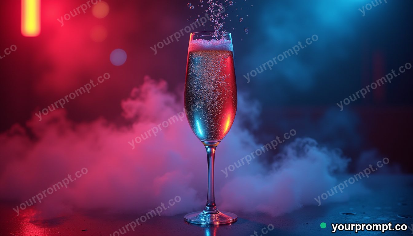 Champagne bubbles rising in a crystal flute